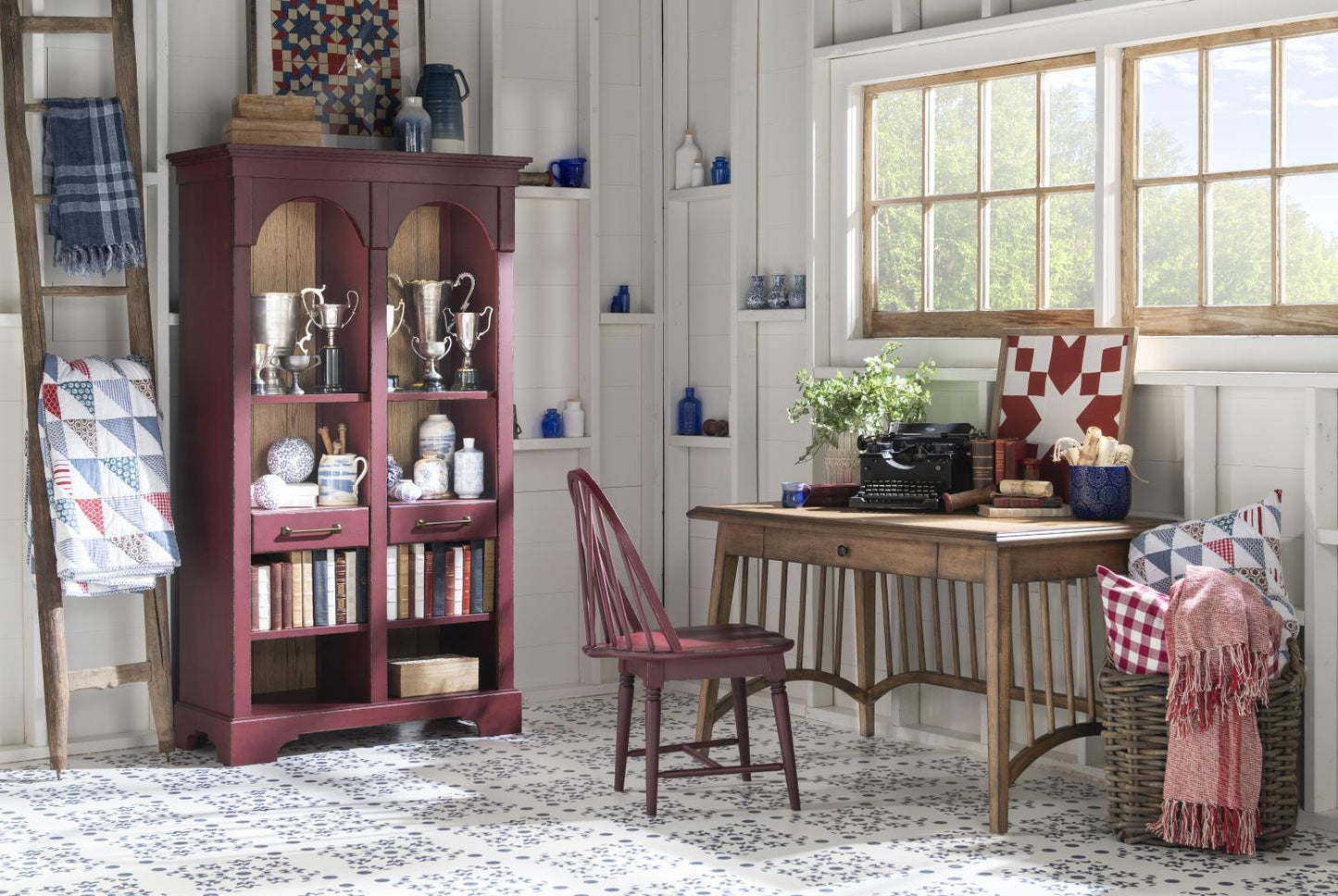 Vintage Market - Arched Bookcase - Barnwood Oak And Spiced Apple