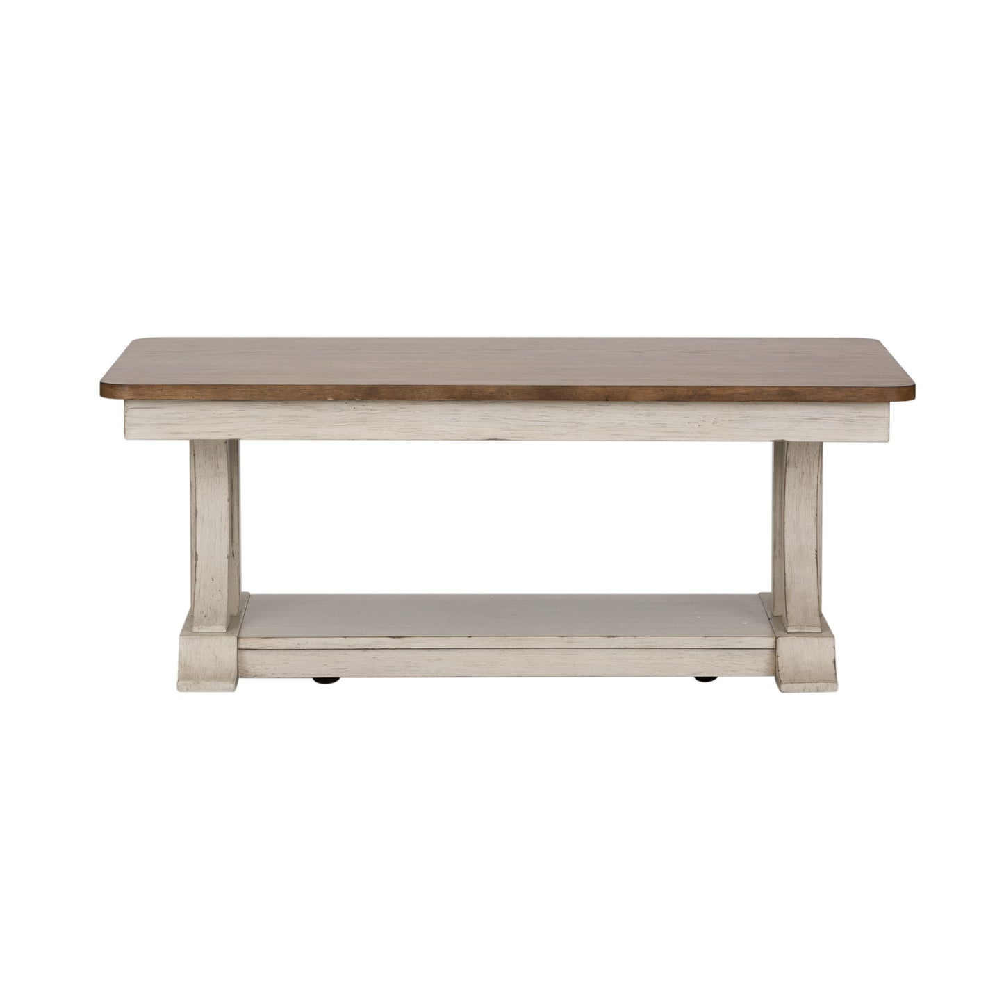 Farmhouse Reimagined - Rectangular Cocktail Table - Antique White / Chestnut Tops