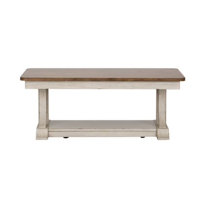 Farmhouse Reimagined - Rectangular Cocktail Table - Antique White / Chestnut Tops