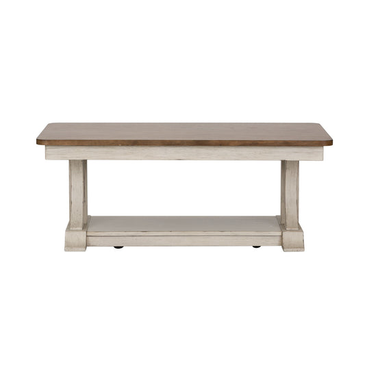 Farmhouse Reimagined - Rectangular Cocktail Table - Antique White / Chestnut Tops