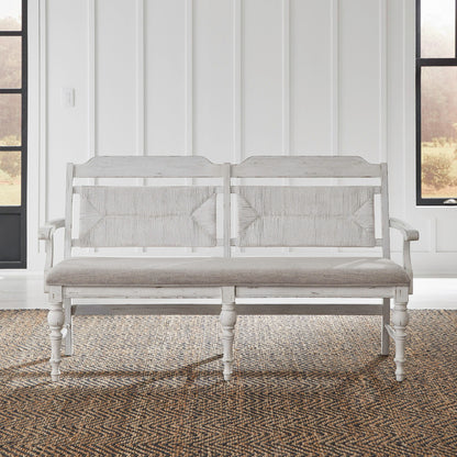 River Place - Panel Back Bench - Riverstone White & Tobacco