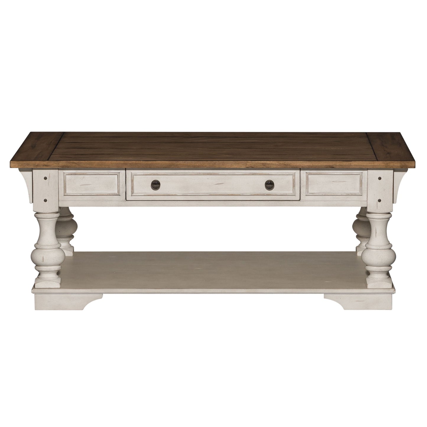 Morgan Creek - Cocktail Table - Antique White / Wirebrushed Tobacco Accents