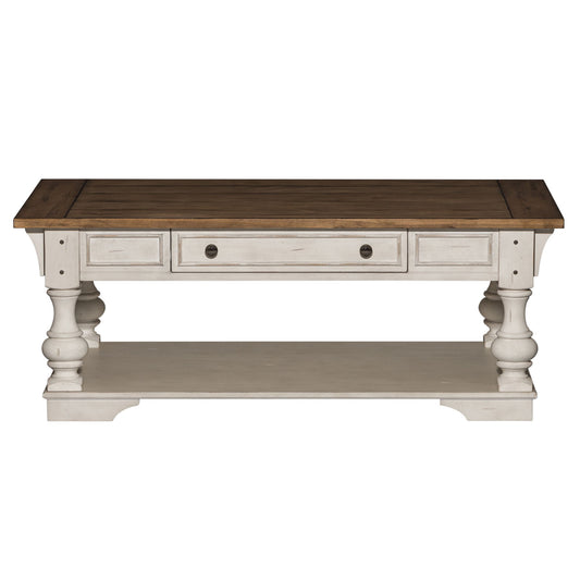 Morgan Creek - Cocktail Table - Antique White / Wirebrushed Tobacco Accents