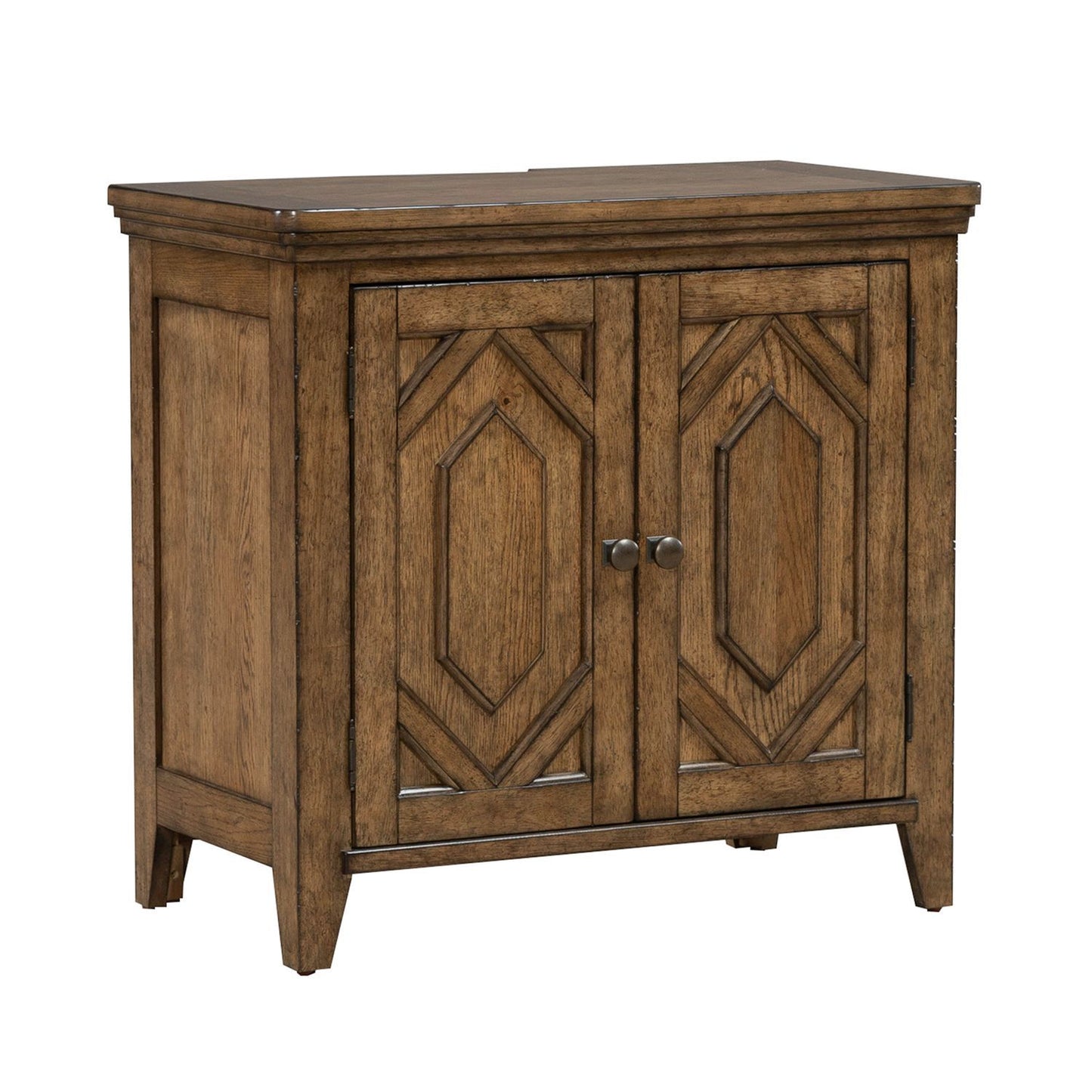 Carolina Park - 2 Door Bedside Chest With Charging Station - Amber Brown