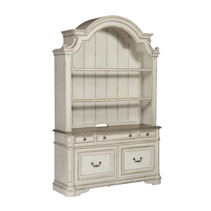 Magnolia Manor - 3 Piece Home Office Set (Desk & Hutch) - Antique White