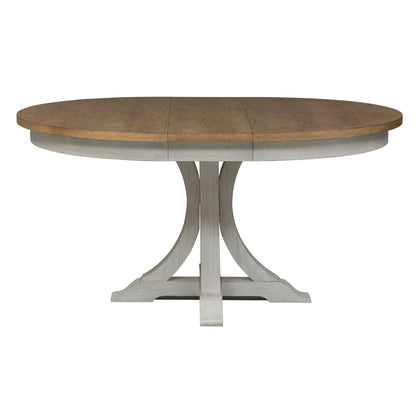 Farmhouse Reimagined - Pedestal Table - Antique White / Chestnut Tops