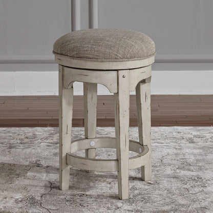 Morgan Creek - Console Swivel Stool - Antique White / Wirebrushed Tobacco Accents