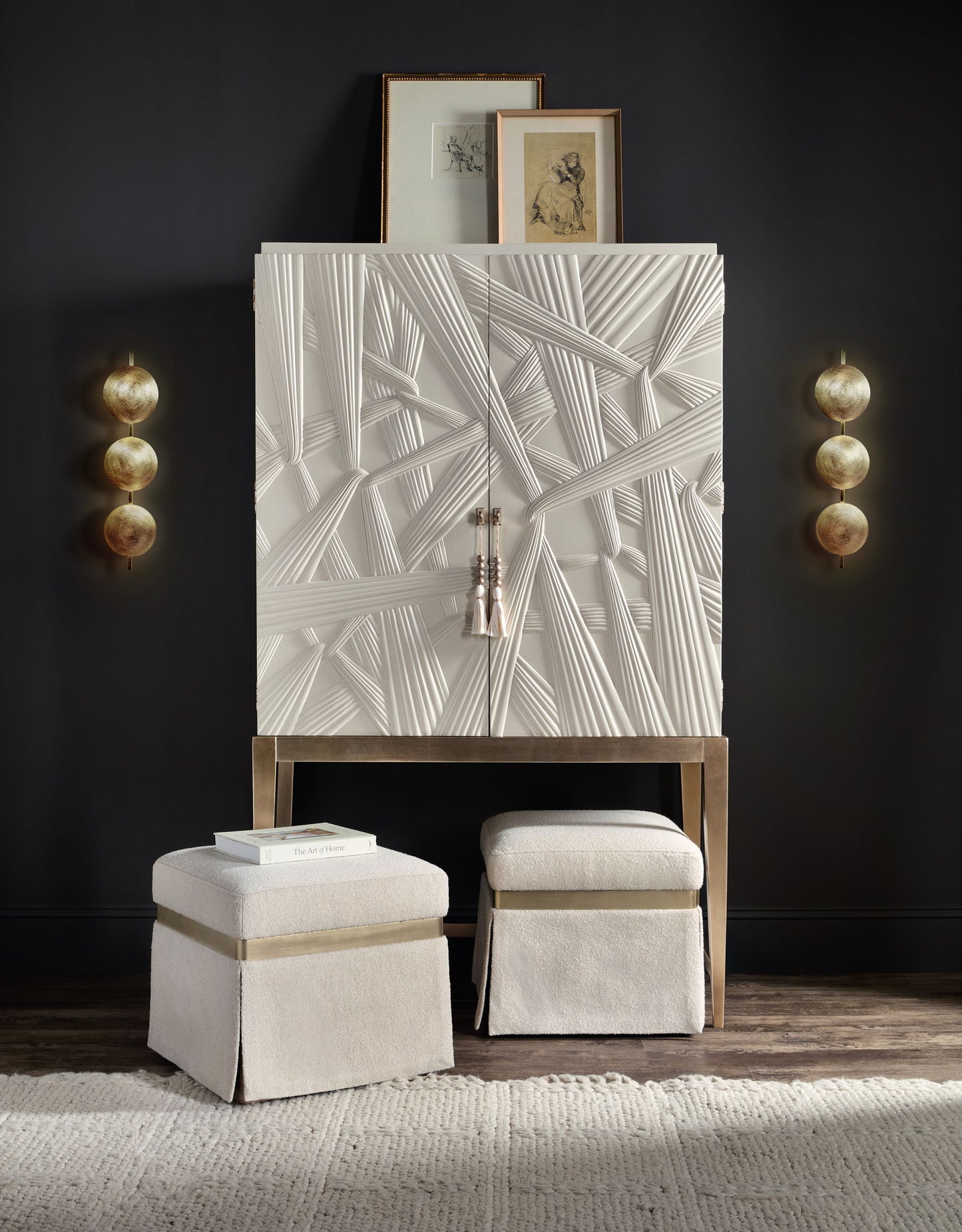 Melange - Dream Weaver Bar Cabinet - White / Light Brown