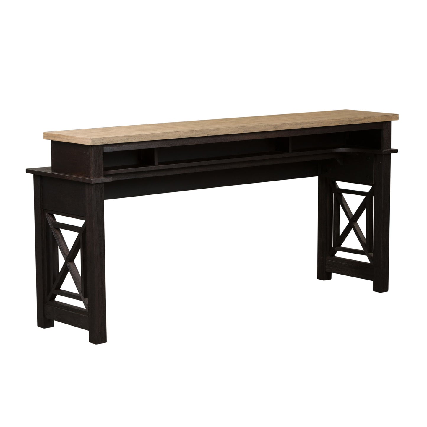 Heatherbrook - 4 Piece Console Set (1 Console 3 Stools) - Charcoal & Ash