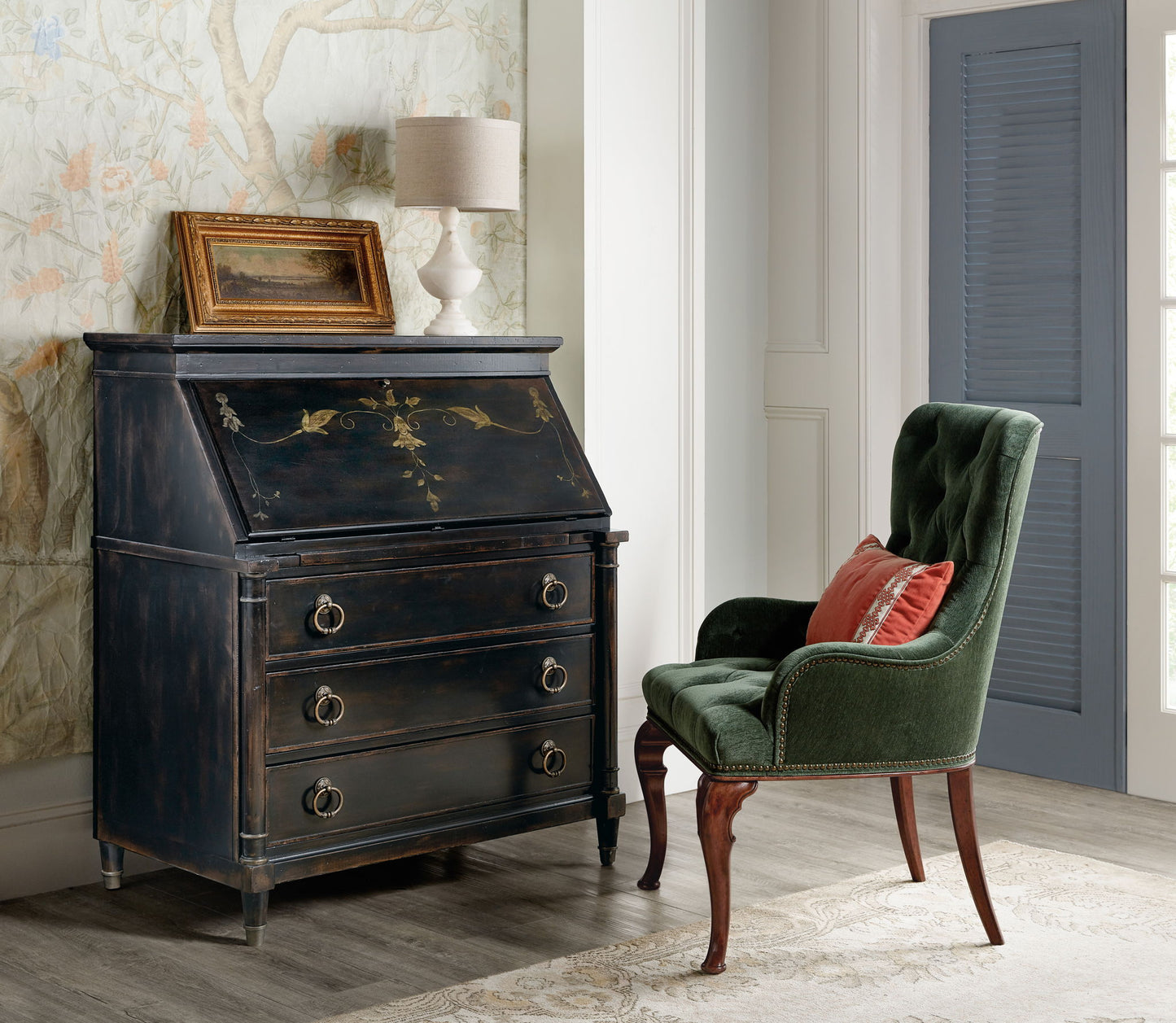 Charleston - Host Chair (Set of 2) - Green / Dark Brown