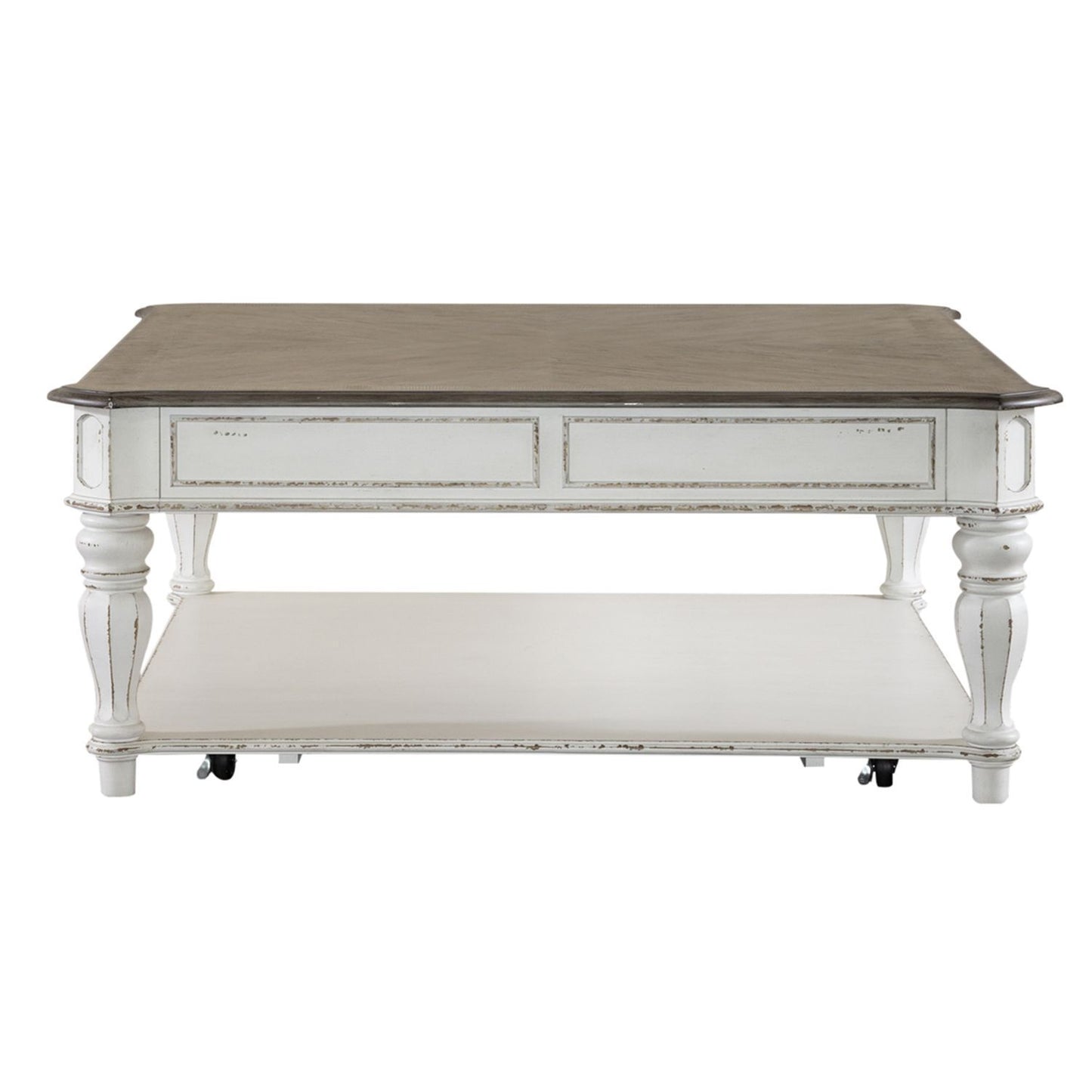Magnolia Manor - Oversized Square Cocktail Table - Antique White