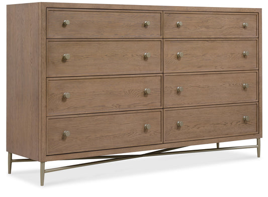 Sonnet - Eight-Drawer Dresser - Dark Gray / Light Brown