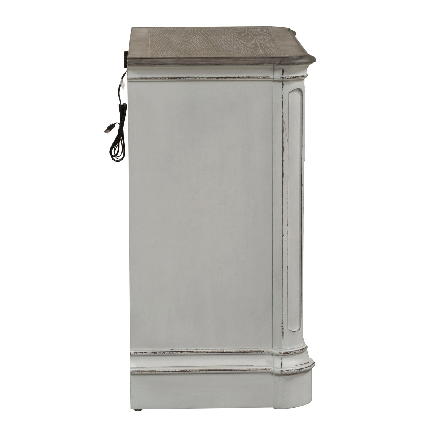 Magnolia Manor - 3 Drawer Bedside Chest With Charging Station - Antique White