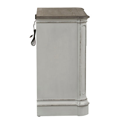Magnolia Manor - 3 Drawer Bedside Chest With Charging Station - Antique White
