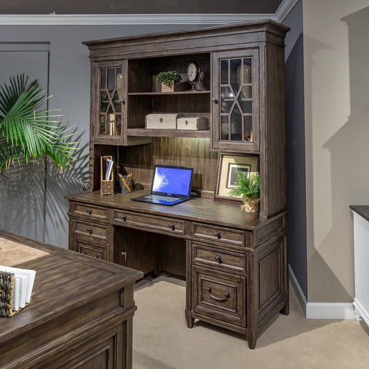 Paradise Valley - Executive Credenza Hutch - Saddle Brown