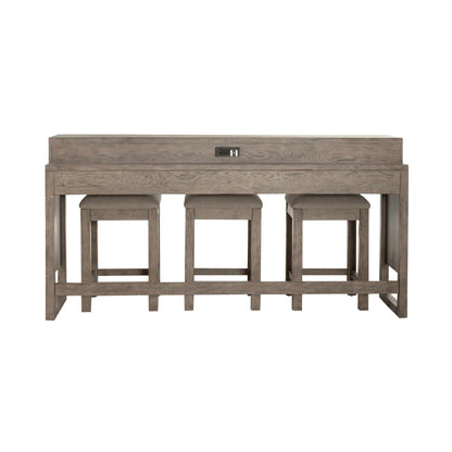 Bartlett Field - 4 Piece Living Room Set (Console Bar Table & 3 Console Stools) - Dusty Taupe
