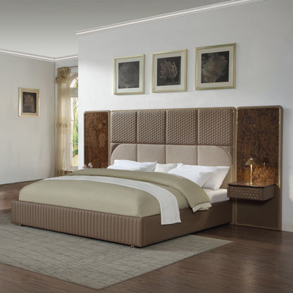 Marcelino - Nightstand With Wall Pier (King) - Cherry Oak