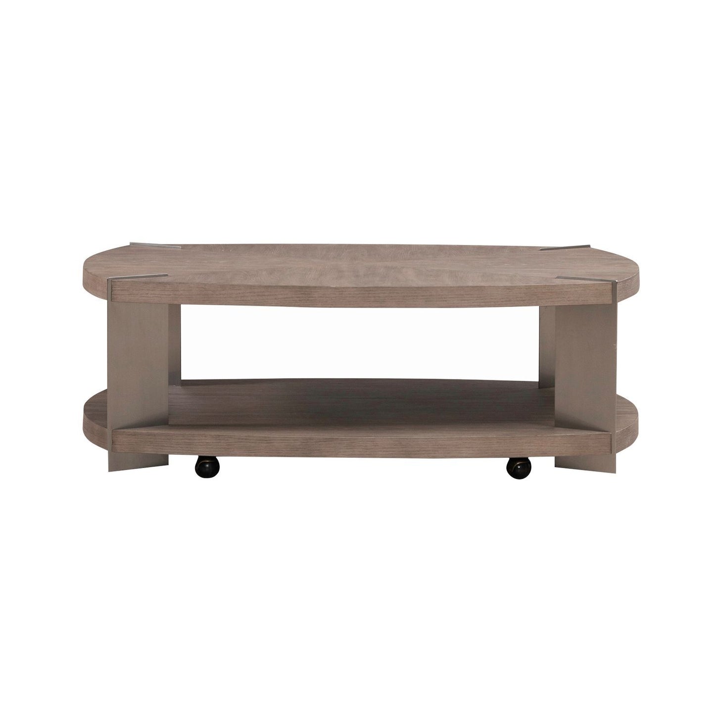 Harlow - Oval Cocktail Table - Sandstone & Satin Nickel