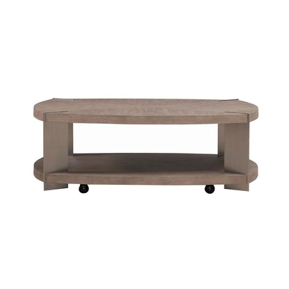 Harlow - Oval Cocktail Table - Sandstone & Satin Nickel