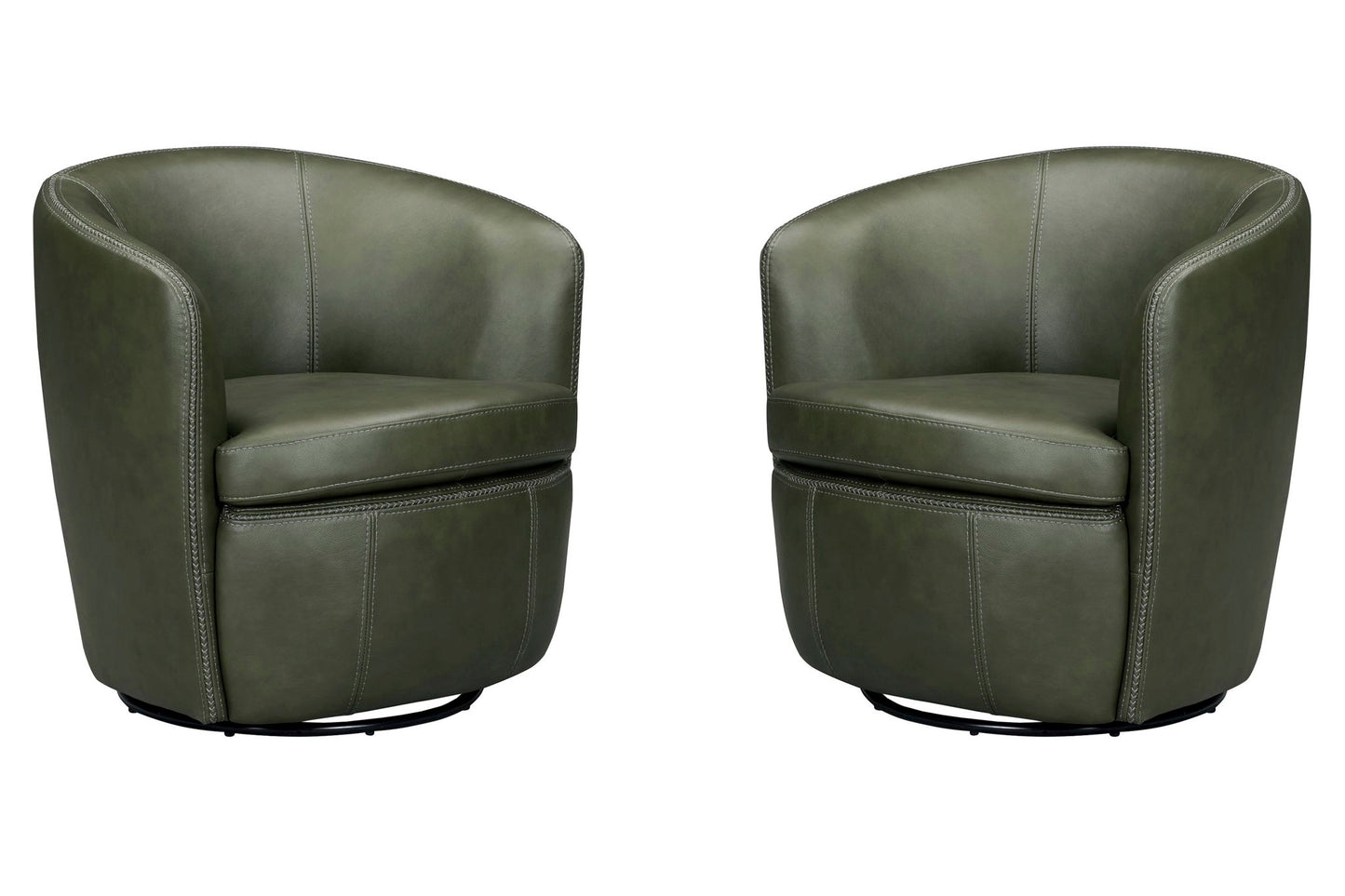 Barolo - 100% Italian Leather Swivel Club Chair (Set of 2)