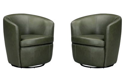 Barolo - 100% Italian Leather Swivel Club Chair (Set of 2)