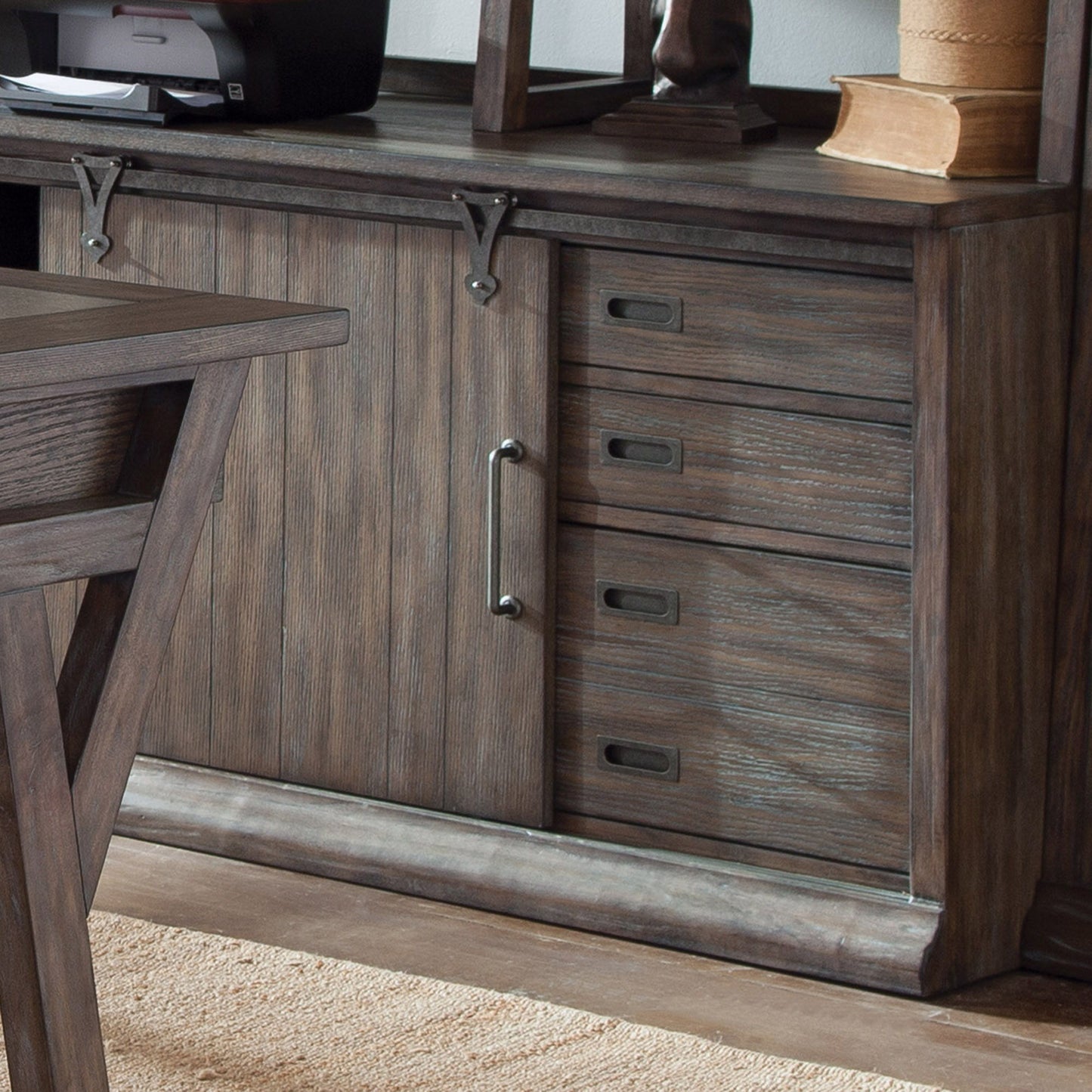 Stone Brook - Computer Credenza - Rustic Saddle