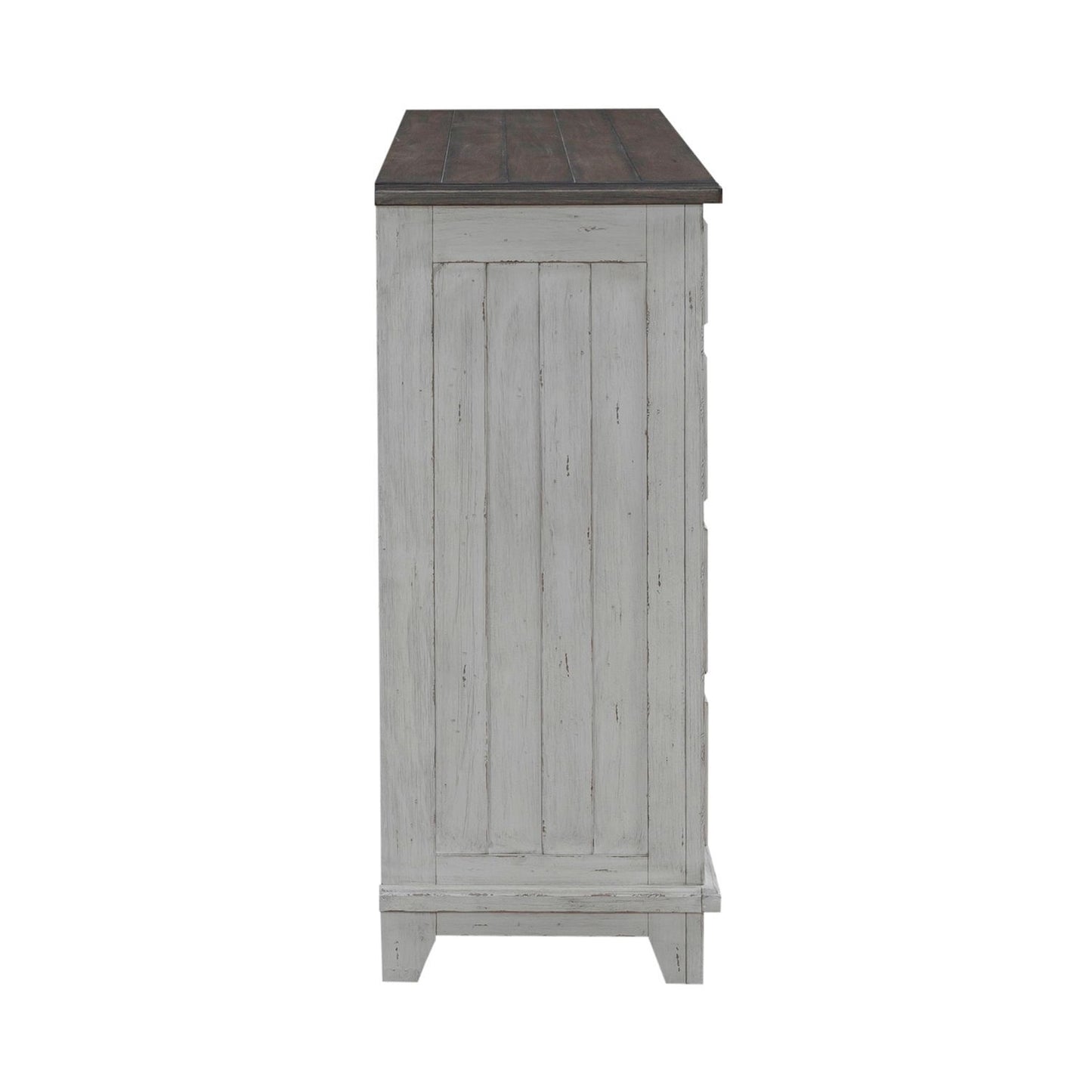 River Place - 2 Door 9 Drawer Dresser - Riverstone White & Tobacco