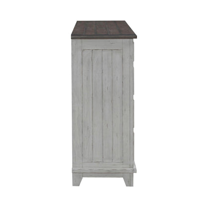 River Place - 2 Door 9 Drawer Dresser - Riverstone White & Tobacco