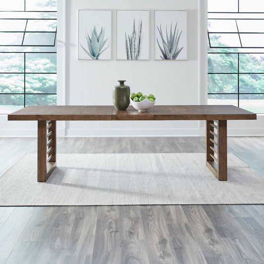 Shaker Lakes - Double Pedestal Table Set - Harvest Brown