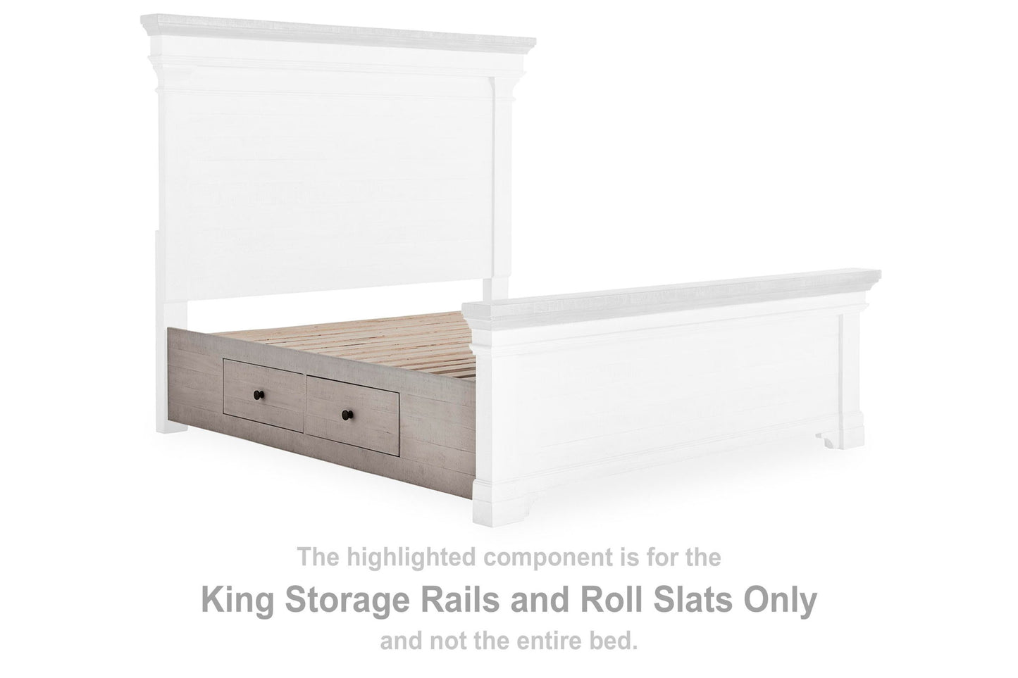 Havalance - King Storage Rails And Roll Slats - White / Gray