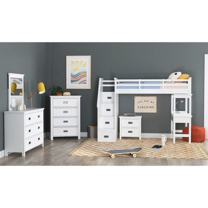 Hampton Kids - Loft Bed With Staircase And Desk With Speaker