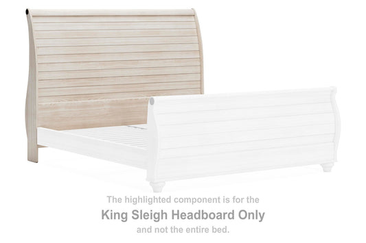 Willowton - King Sleigh Headboard with Faux Plank Design - Whitewash
