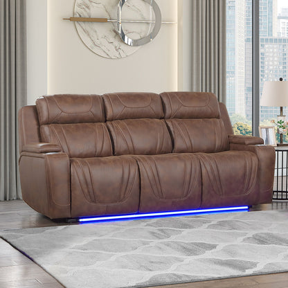 Carrow - Sofa With Power Headrest & Footrest, Stereo, Massage - Brown