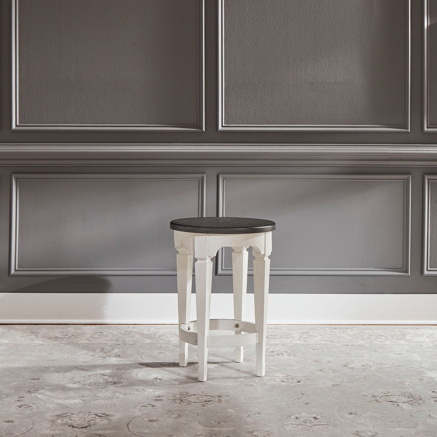Allyson Park - Console Stool - Wirebrushed White / Charcoal