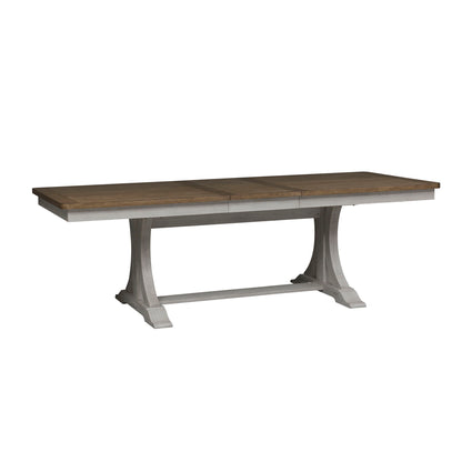 Farmhouse Reimagined - Trestle Table - Antique White / Chestnut Tops