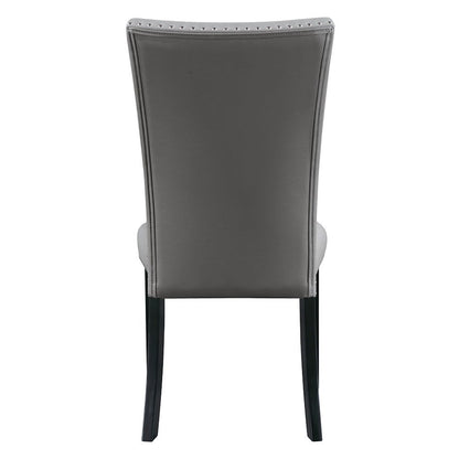 Caralin - Side Chair (Set of 2) - Gray Synthetic Leather & Black