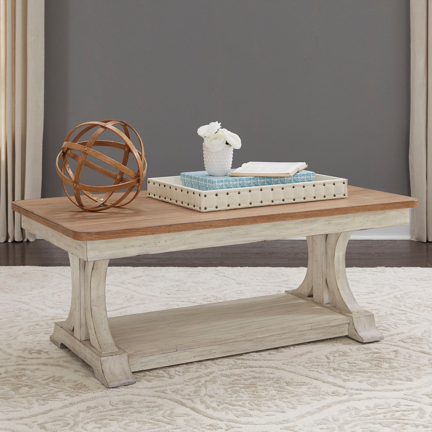 Farmhouse Reimagined - 3 Piece Table Set (1 Cocktail 2 End Tables) - Antique White / Chestnut Tops