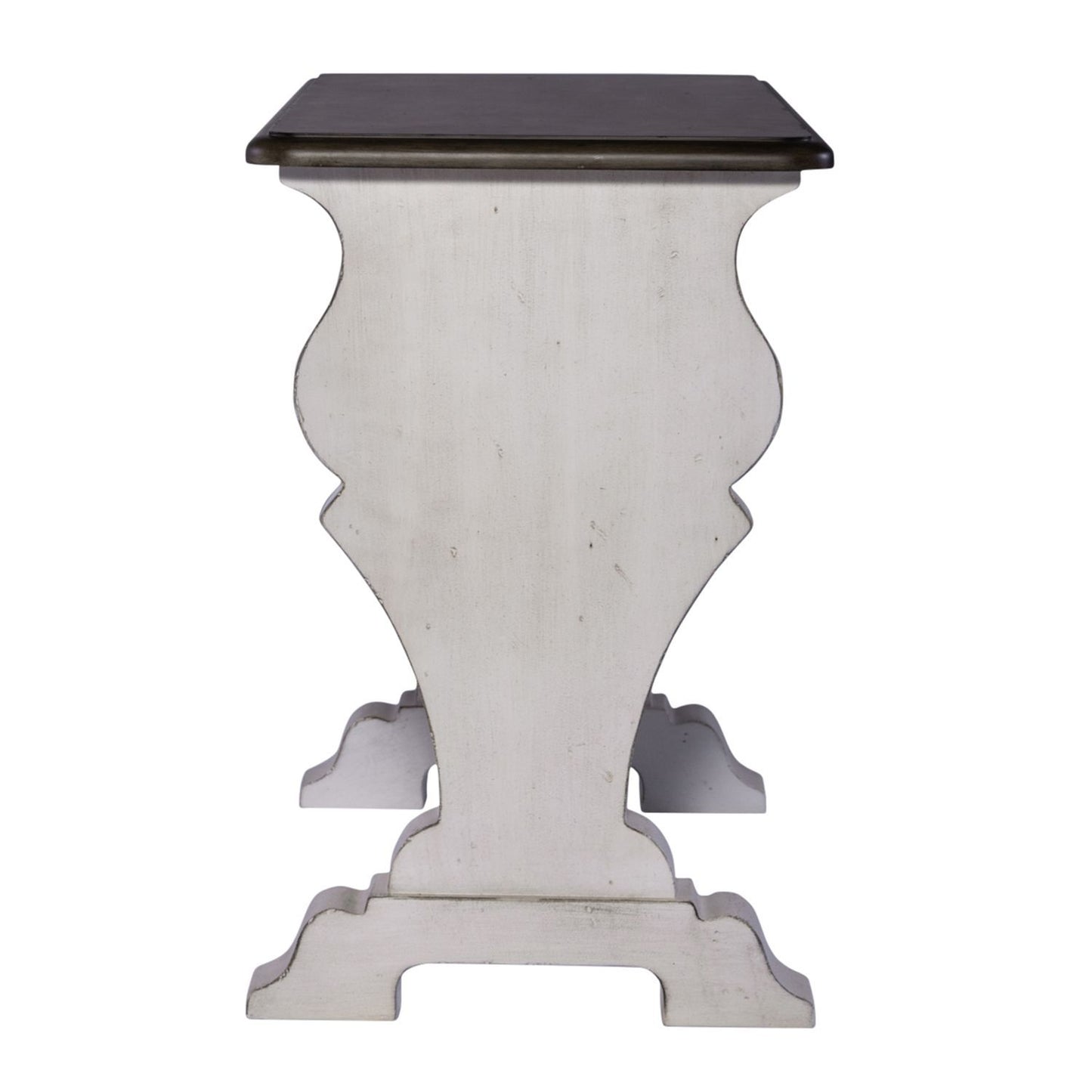 Abbey Road - Library Chair Side Table - Porcelain White / Churchill Brown