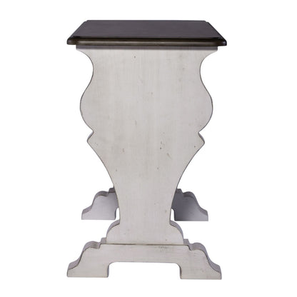 Abbey Road - Library Chair Side Table - Porcelain White / Churchill Brown