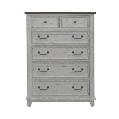 River Place - 6 Drawer Chest - Riverstone White & Tobacco