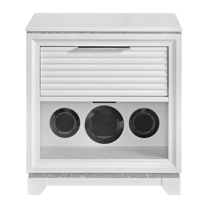 Denmark - 1-Drawer Nightstand With Speaker And USB - White