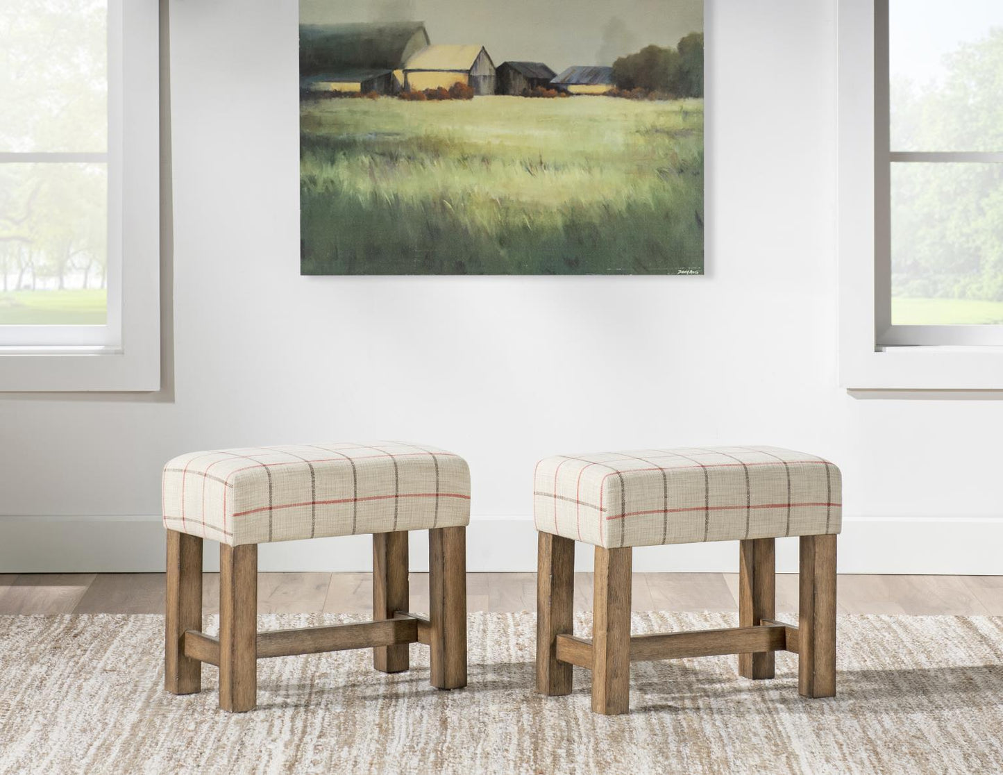 Vintage Market - Upholstered Stool - Barnwood Oak