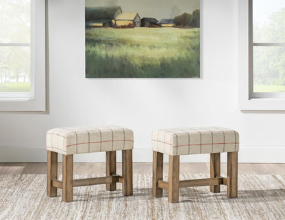 Vintage Market - Upholstered Stool - Barnwood Oak