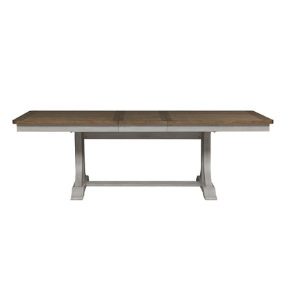 Farmhouse Reimagined - Trestle Table - Antique White / Chestnut Tops