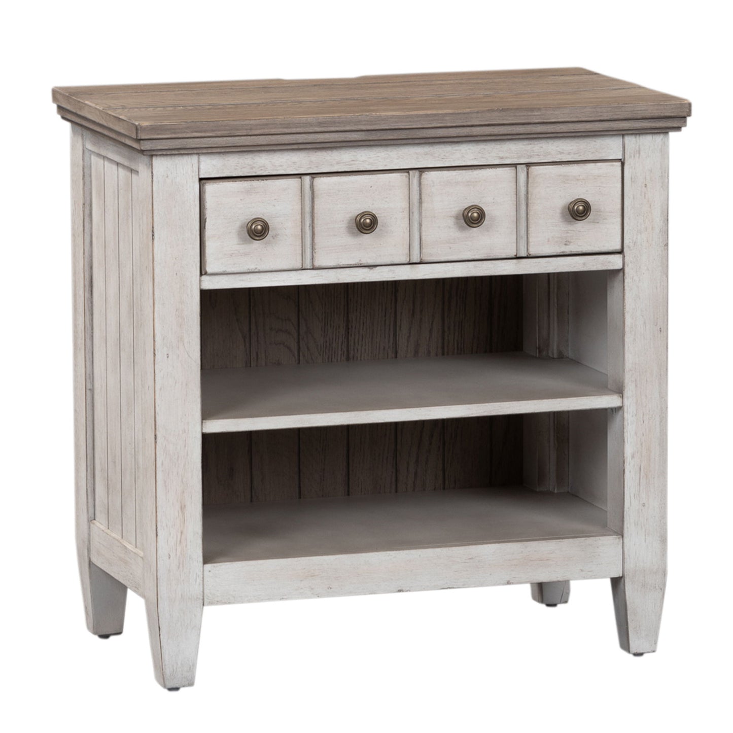 Heartland - 1 Drawer Nightstand With Charging Station - Antique White / Tobacco Tops