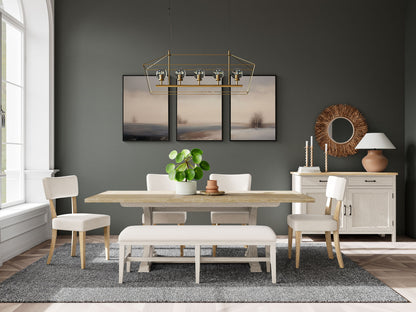 Glenndale - Upholstered Dining Bench - Aged White / Wheat