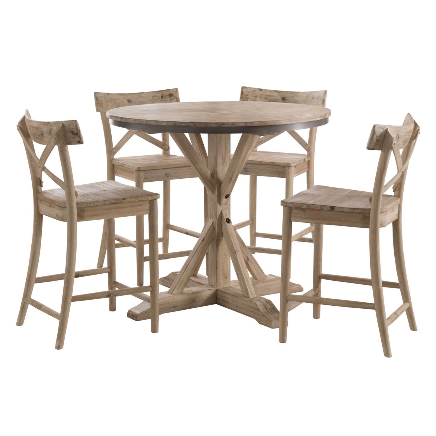 Callista - Round Counter Height 5 Piece Dining Set (Table And Four Stools) - Beach