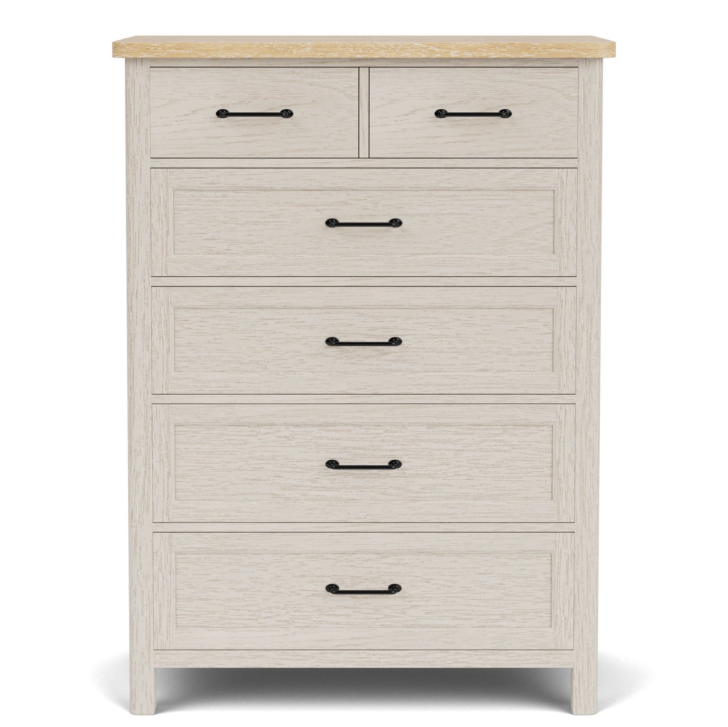 Glenndale - Five Drawer Chest - Aged White / Wheat