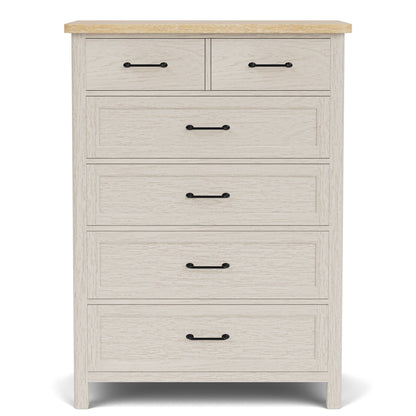 Glenndale - Five Drawer Chest - Aged White / Wheat