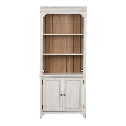 Farmhouse Reimagined - Bookcase - Antique White / Chestnut Tops